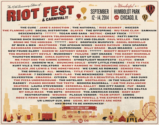 Riot Fest lineup chicago